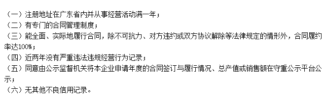 深圳企業申請守合同重信用需滿足這6大條件